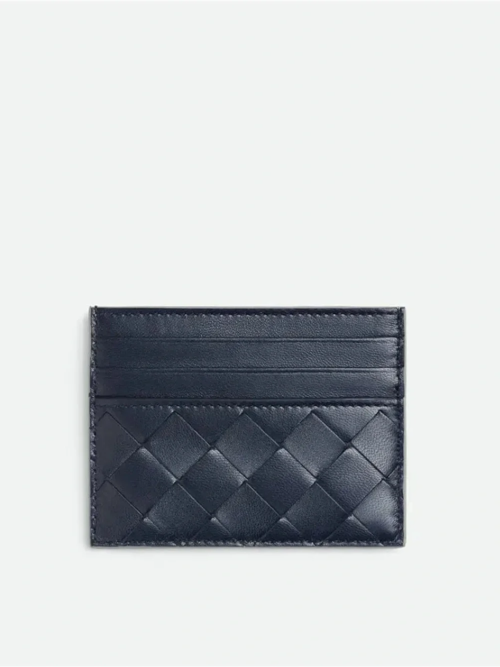 Bottega Veneta Intrecciato Card Case Sterling/Space | Grey/Navy
